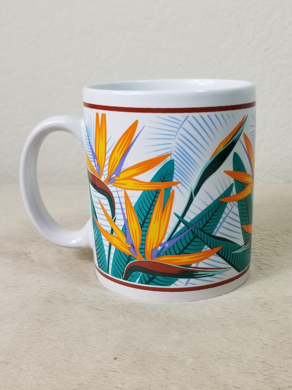 Aloha Hawaii 1996 Coffee Mug Teacup 12oz Island Treasures 4" Bird of Paradise